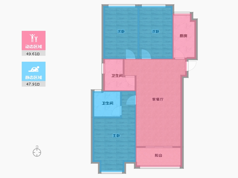 江苏省-苏州市-幸福城邦家园-89.60-户型库-动静分区