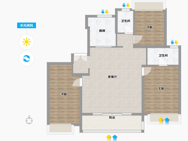 江苏省-苏州市-御湖上品-114.99-户型库-采光通风