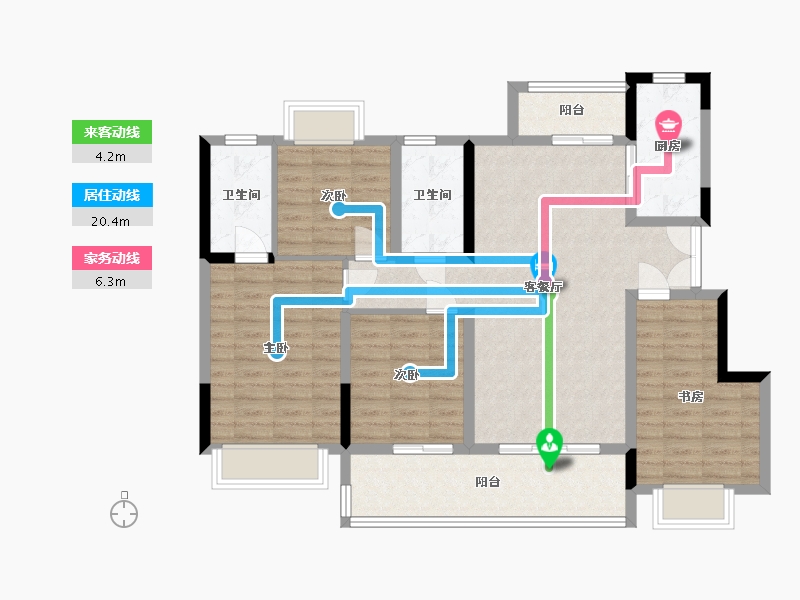 重庆-重庆市-曲水风和竹里-110.00-户型库-动静线