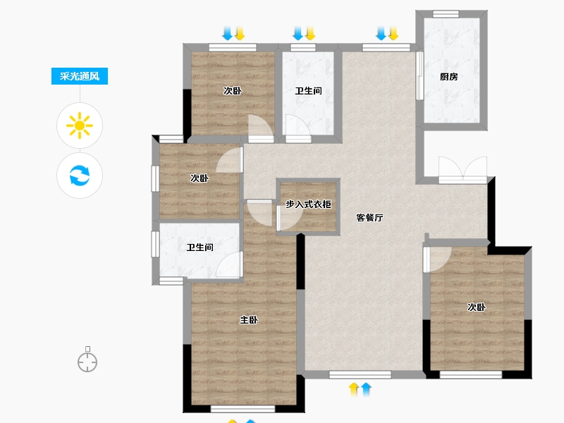 四川省-广安市-绿城江南里-104.00-户型库-采光通风