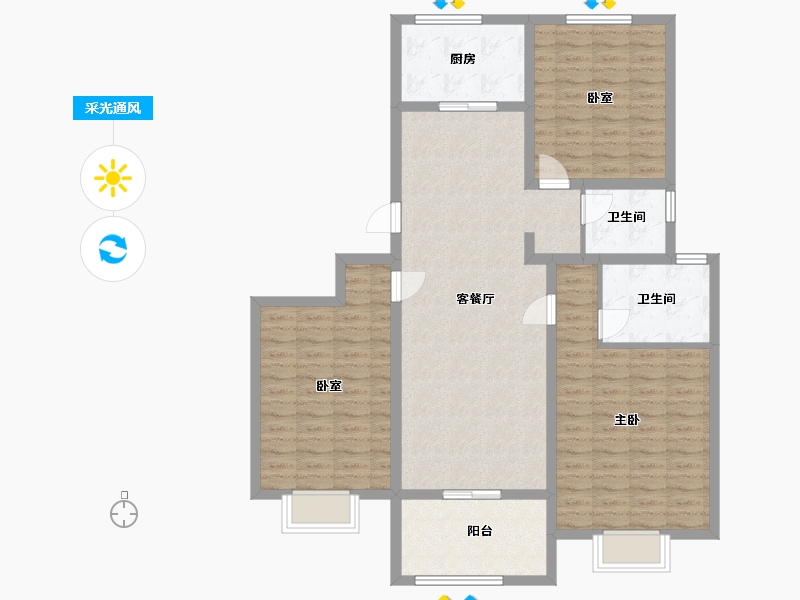 江苏省-南通市-丁祠花苑-114.40-户型库-采光通风