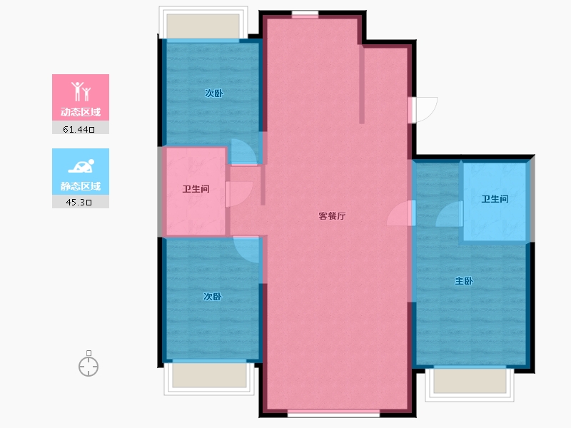 内蒙古自治区-巴彦淖尔市-天赋雅苑-110.40-户型库-动静分区