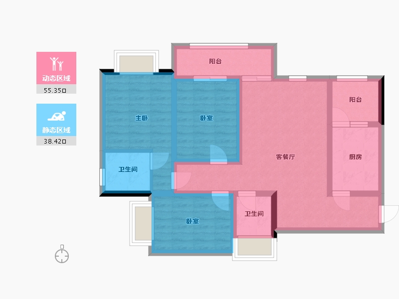 重庆-重庆市-和源家园-F区-81.75-户型库-动静分区