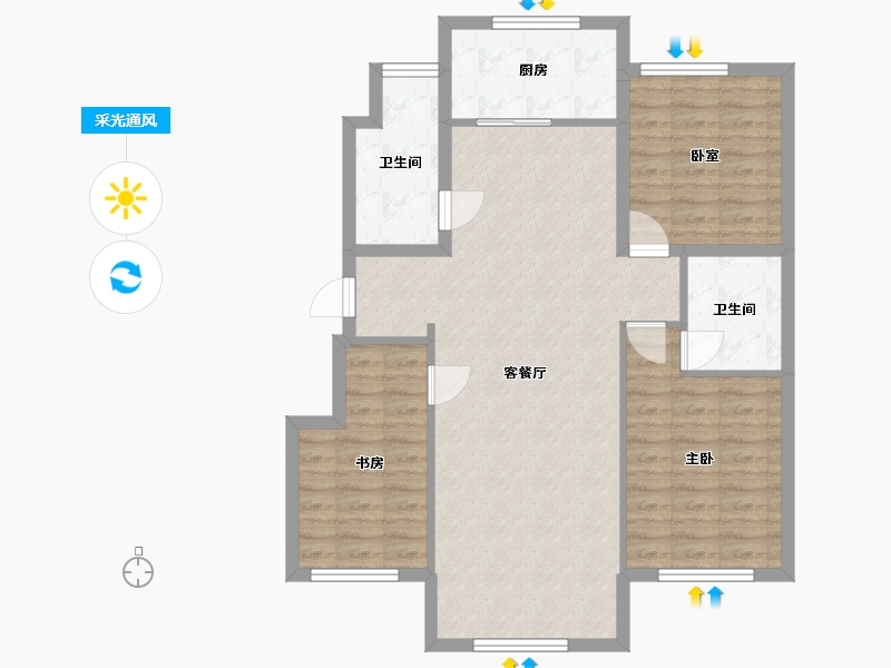 山东省-威海市-水岸名邸-102.40-户型库-采光通风