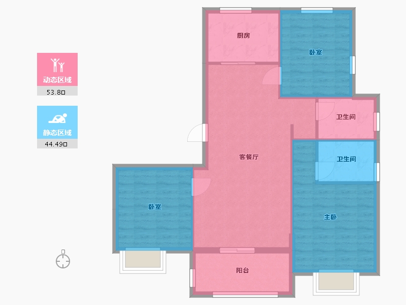 浙江省-宁波市-新兴岚湾(东区)-97.60-户型库-动静分区