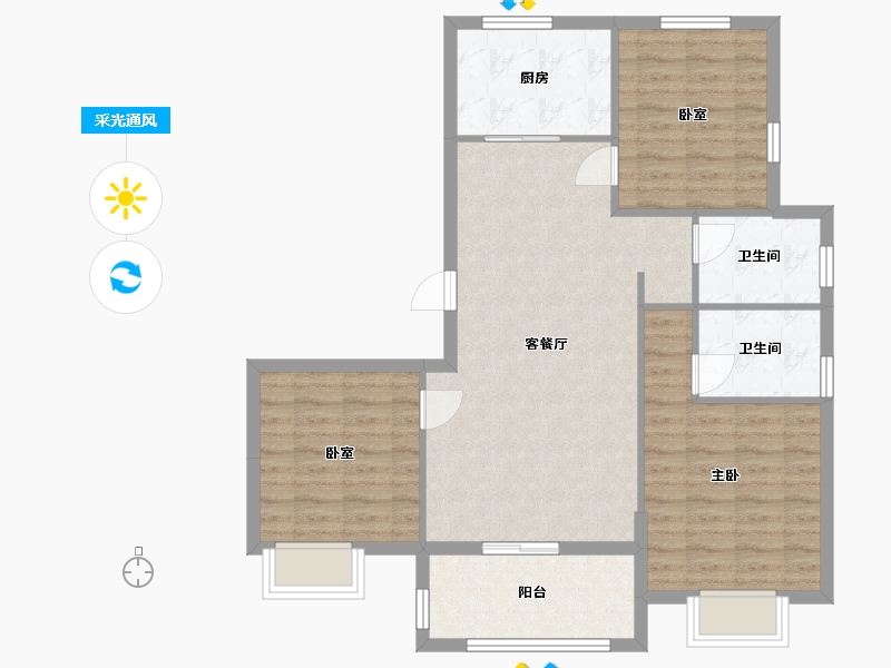 浙江省-宁波市-新兴岚湾(东区)-97.60-户型库-采光通风