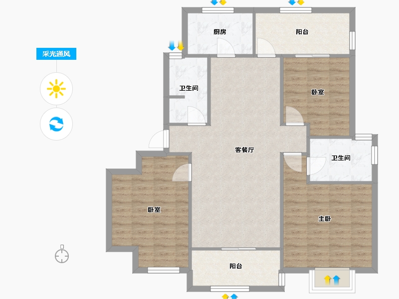 重庆-重庆市-中国摩-97.68-户型库-采光通风