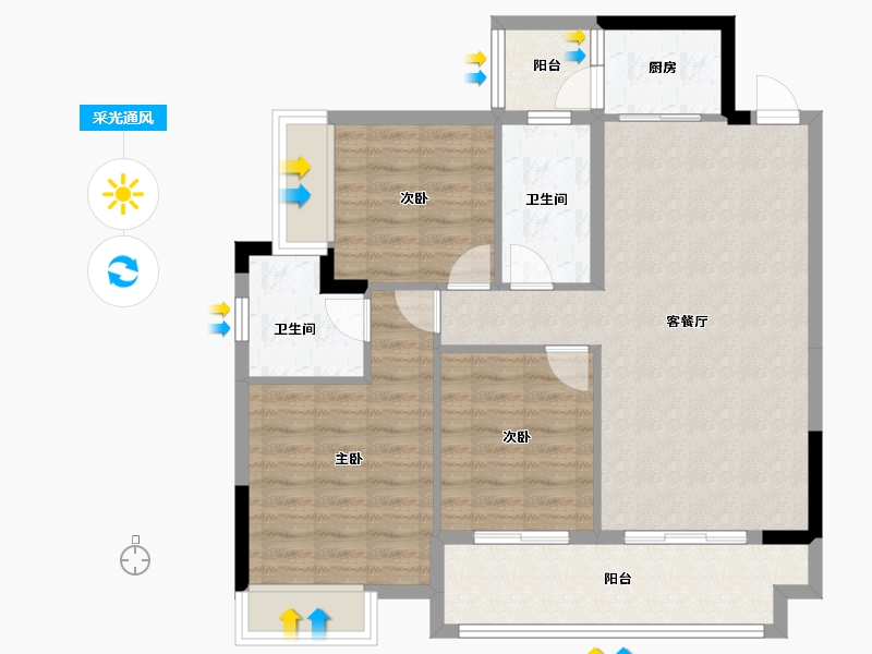 广西壮族自治区-南宁市-金耀御龙湾A区-92.00-户型库-采光通风