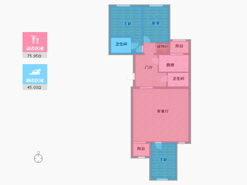 北京-北京市-高梁桥斜街乙40号院-115.18-户型库-动静分区