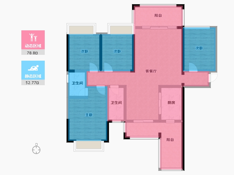 湖南省-衡阳市-新水云轩高铁城-106.40-户型库-动静分区