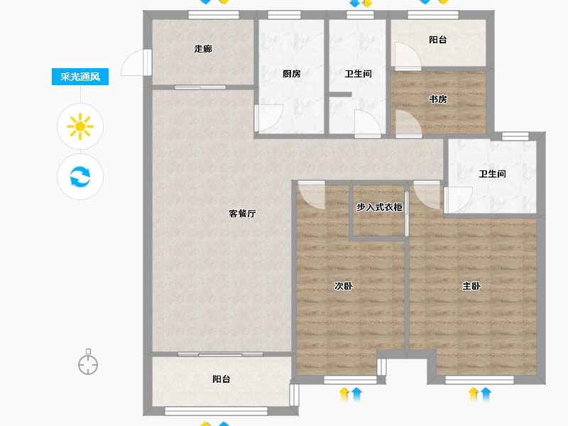 江苏省-苏州市-金科廊桥雅苑-108.00-户型库-采光通风