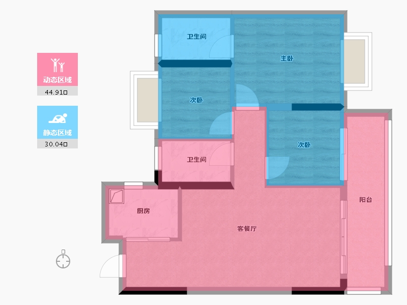 湖北省-襄阳市-嘉地利达璞园-66.40-户型库-动静分区