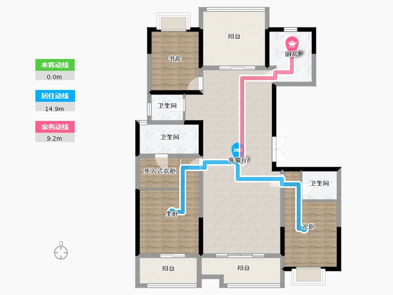 陕西省-西安市-润景城城市展厅-139.92-户型库-动静线