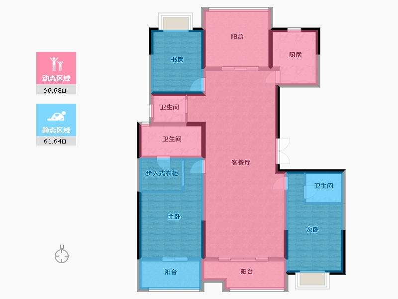 陕西省-西安市-润景城城市展厅-139.92-户型库-动静分区