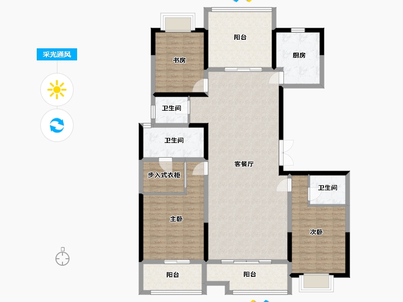 陕西省-西安市-润景城城市展厅-139.92-户型库-采光通风