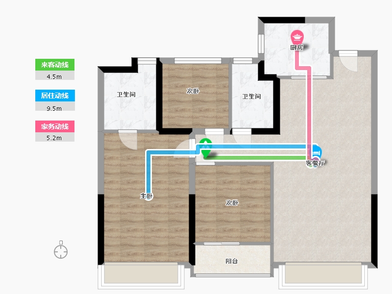 陕西省-咸阳市-绿城桂语江南-88.00-户型库-动静线