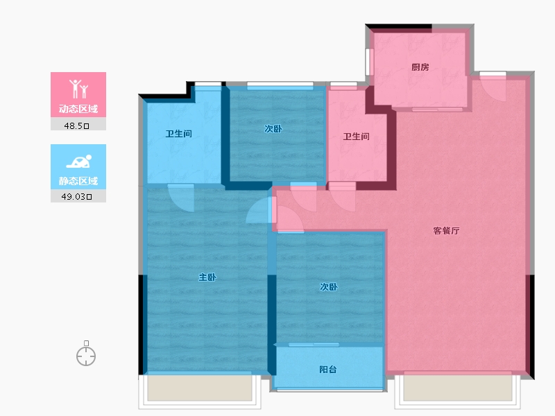 陕西省-咸阳市-绿城桂语江南-88.00-户型库-动静分区