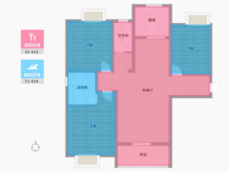 河南省-驻马店市-华锦致雅居-102.40-户型库-动静分区