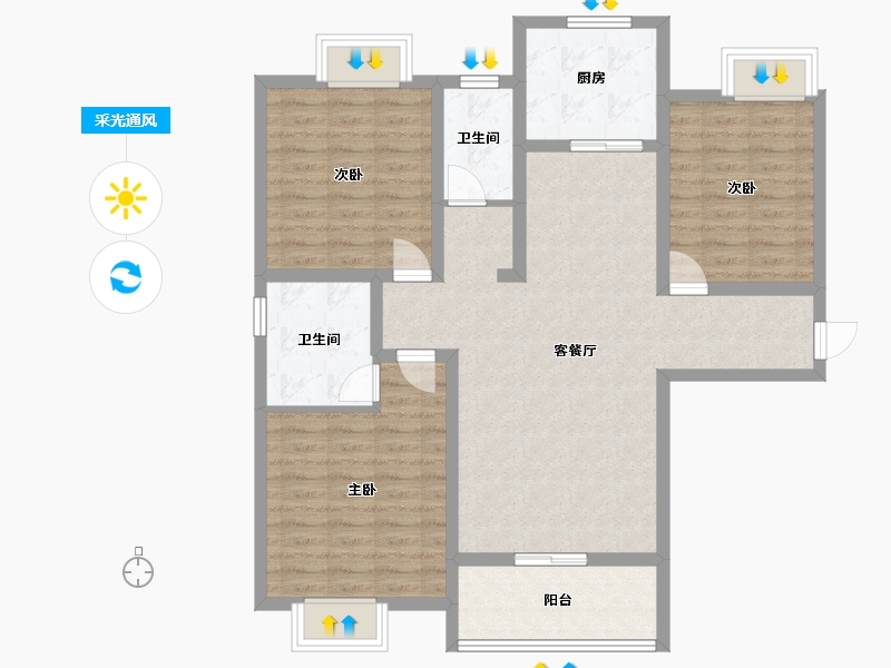 河南省-驻马店市-华锦致雅居-102.40-户型库-采光通风