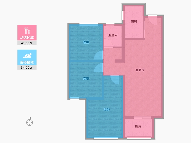 河南省-郑州市-阳光城丽景公馆-71.29-户型库-动静分区