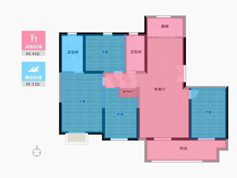 浙江省-温州市-瑞馨豪庭-125.62-户型库-动静分区