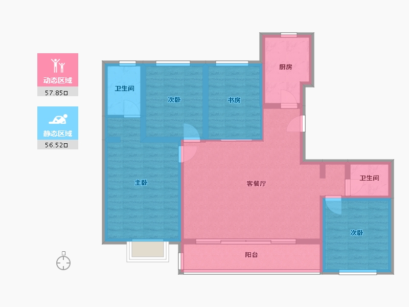 陕西省-西安市-和平璟苑-114.40-户型库-动静分区