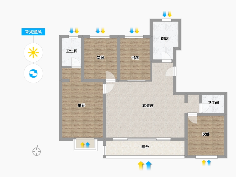 陕西省-西安市-和平璟苑-114.40-户型库-采光通风