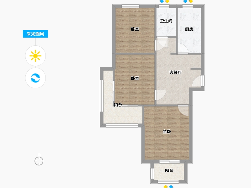 上海-上海市-江桥城二期-65.20-户型库-采光通风