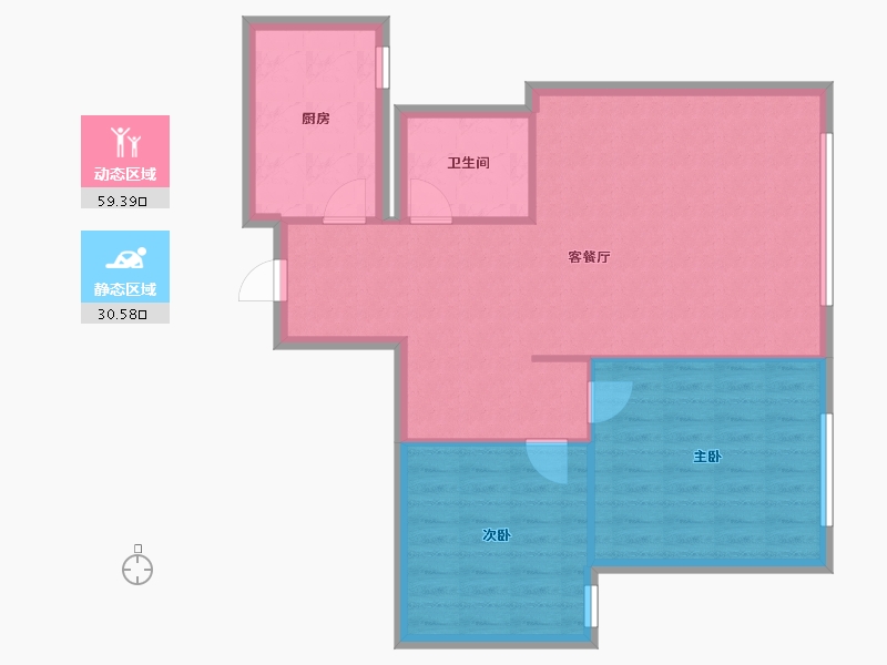 江苏省-无锡市-阳光100北区西区-70.22-户型库-动静分区