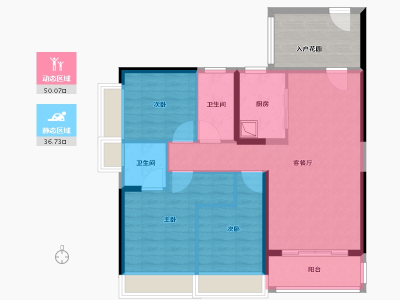 广东省-佛山市-天禧华园-85.60-户型库-动静分区