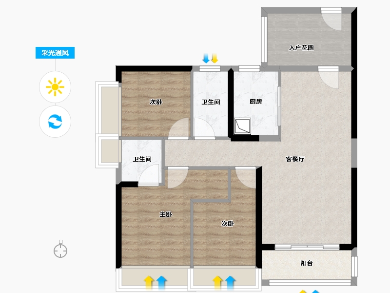 广东省-佛山市-天禧华园-85.60-户型库-采光通风