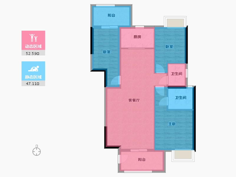 广东省-汕头市-潮悦雅居-94.85-户型库-动静分区