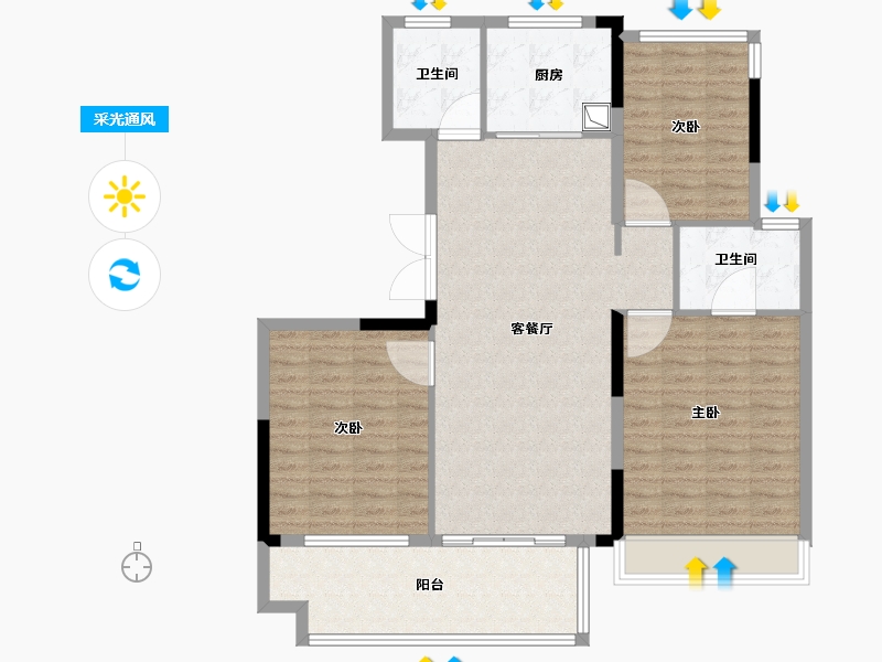 安徽省-铜陵市-拓基鼎元府邸-113.00-户型库-采光通风