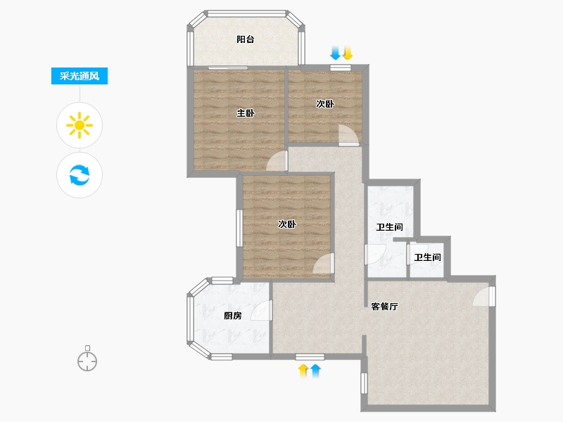 山东省-临沂市-桃源大厦-106.34-户型库-采光通风