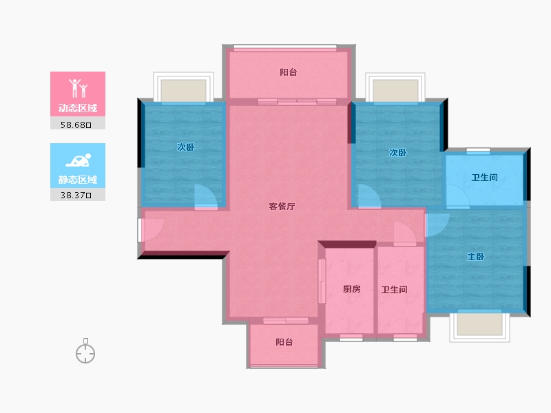 广东省-肇庆市-敏捷水映澜山-87.00-户型库-动静分区