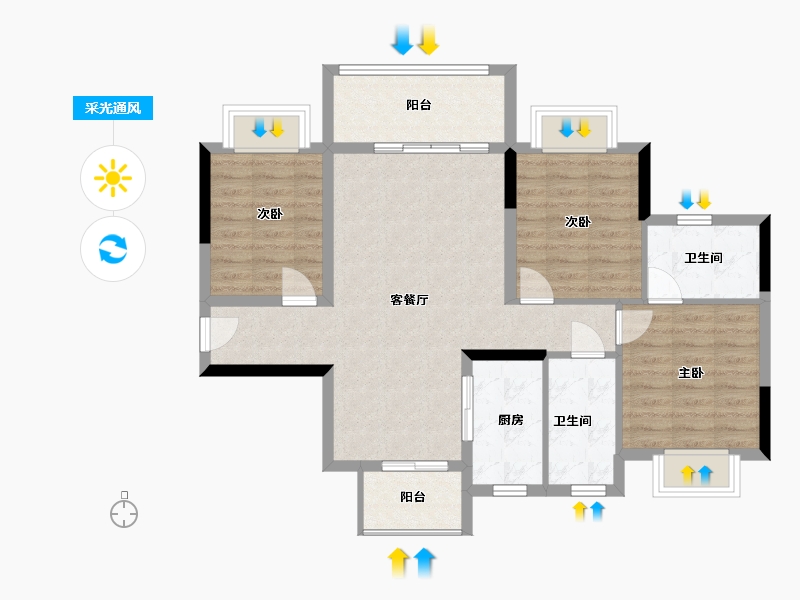 广东省-肇庆市-敏捷水映澜山-87.00-户型库-采光通风