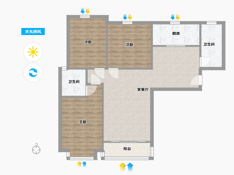 河北省-石家庄市-东胜金色里程-97.23-户型库-采光通风