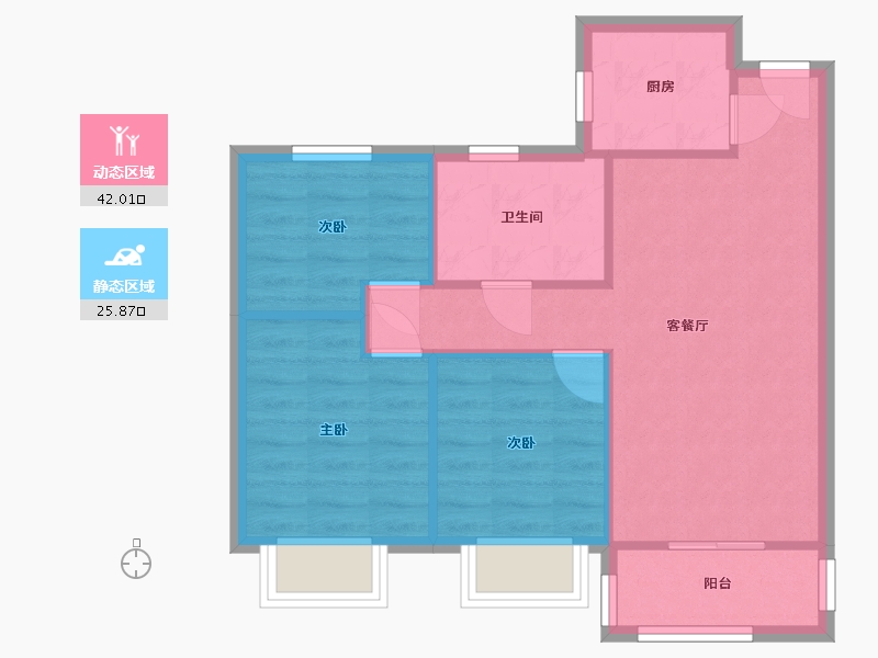 安徽省-合肥市-华南城紫荆名都四期-锦园-71.20-户型库-动静分区