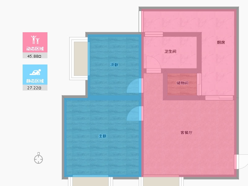 浙江省-温州市-八仙楼小区-64.00-户型库-动静分区