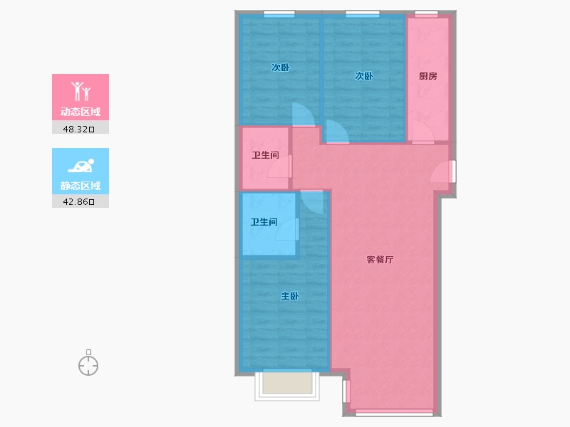 内蒙古自治区-呼和浩特市-南店滨水新村-100.37-户型库-动静分区