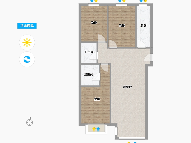 内蒙古自治区-呼和浩特市-南店滨水新村-100.37-户型库-采光通风