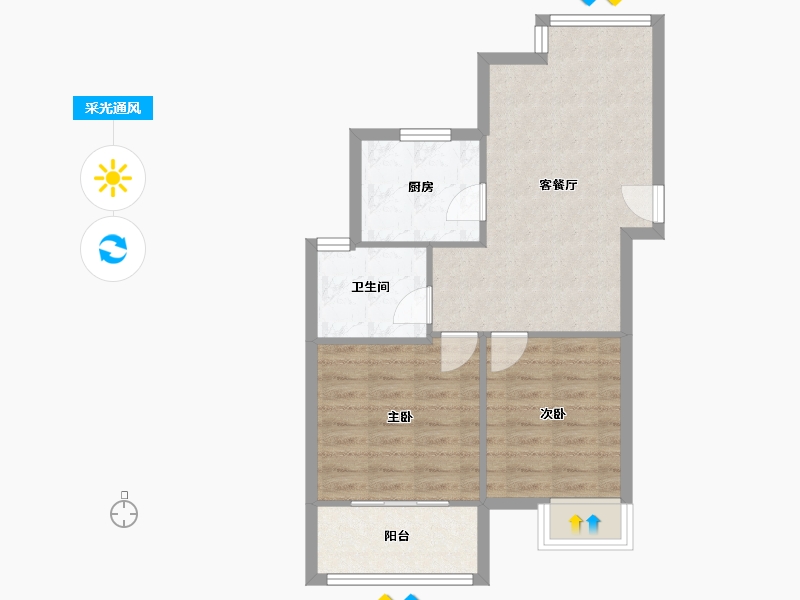 浙江省-杭州市-金盛曼城-60.37-户型库-采光通风