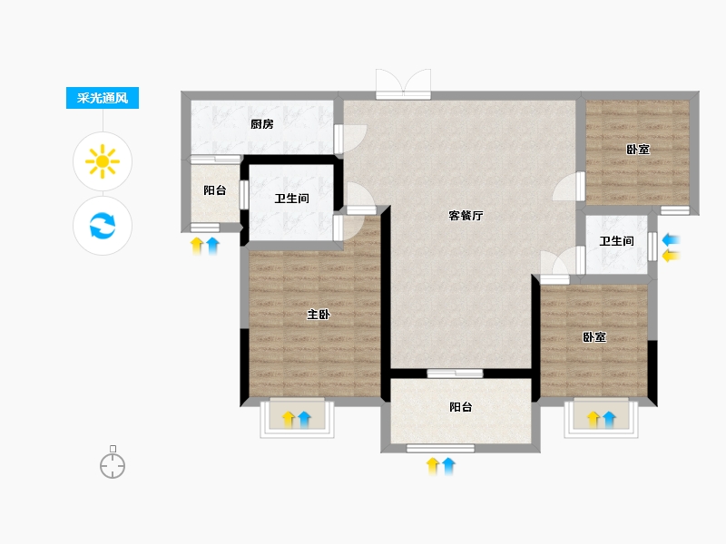 四川省-广元市-滨江华府-93.57-户型库-采光通风