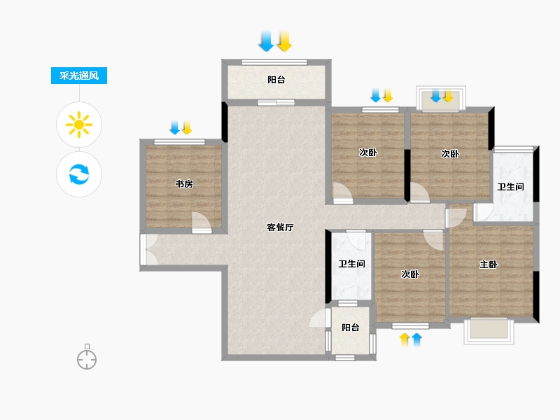 广西壮族自治区-百色市-田阳壮城三期-109.00-户型库-采光通风