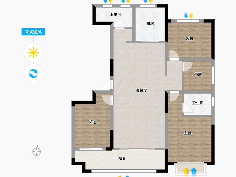 山东省-日照市-泰禾家园-111.20-户型库-采光通风