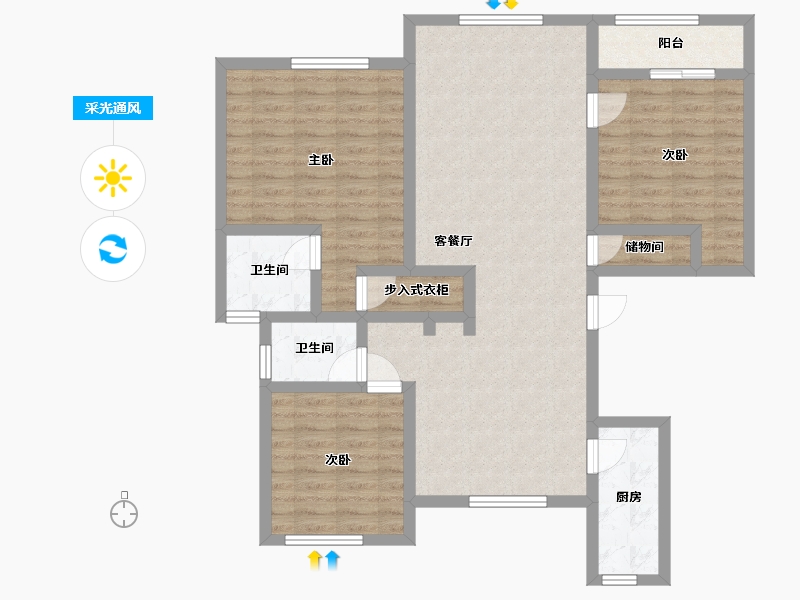 浙江省-温州市-白麓城·馨雅苑-101.60-户型库-采光通风