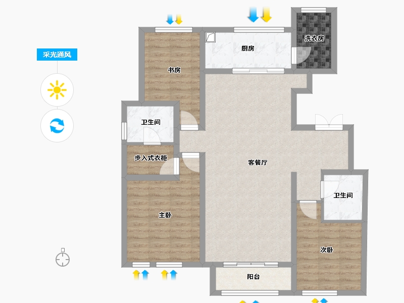 天津-天津市-财富绿道丹庭-107.74-户型库-采光通风