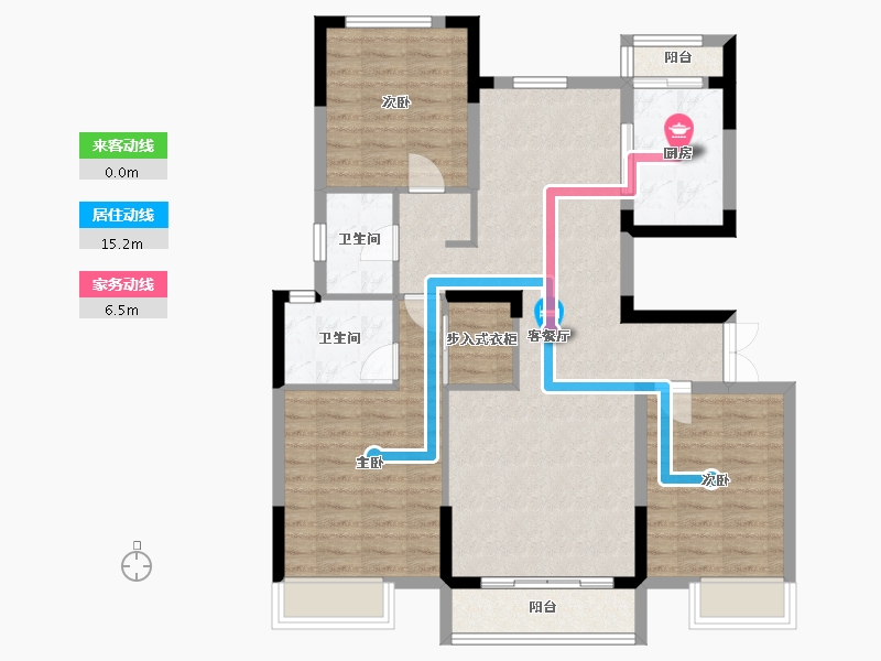 内蒙古自治区-鄂尔多斯市-神华康城-113.50-户型库-动静线