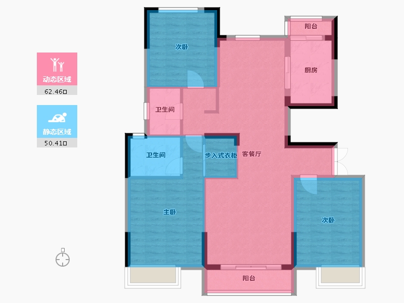 内蒙古自治区-鄂尔多斯市-神华康城-113.50-户型库-动静分区