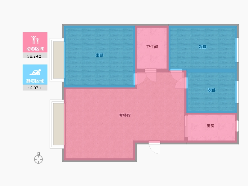 内蒙古自治区-乌海市-陶然印象小区-95.20-户型库-动静分区